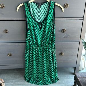Green and black tank dress